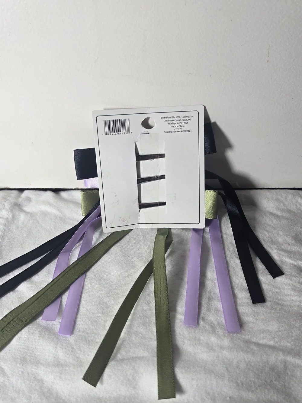 3 Piece Satin Ribbon Bow Hair Clips - Lavender, Olive & Black